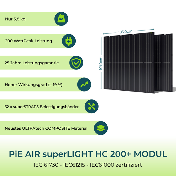 PiE AIR superLIGHT HC 400+ Watt FULL BLACK SOLARMODUL (G4)